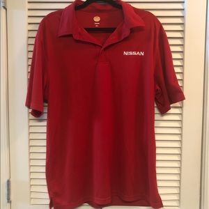 Red Kap red Polo golf shirt NISSAN US Flag patch L
